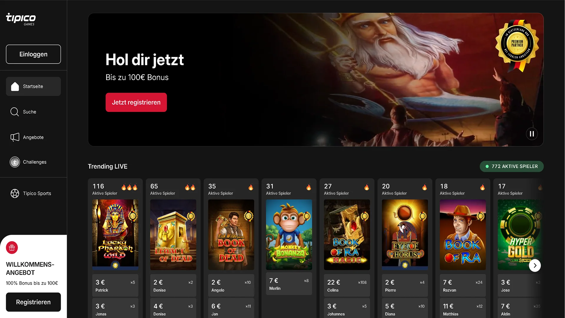 Tipico Casino Deutschland Interface